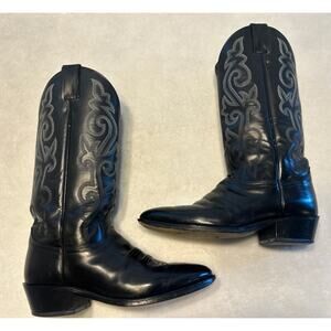 Justin Boots Men's 7 EE Black Leather Cowboy Western Style Style 1409 Workwear